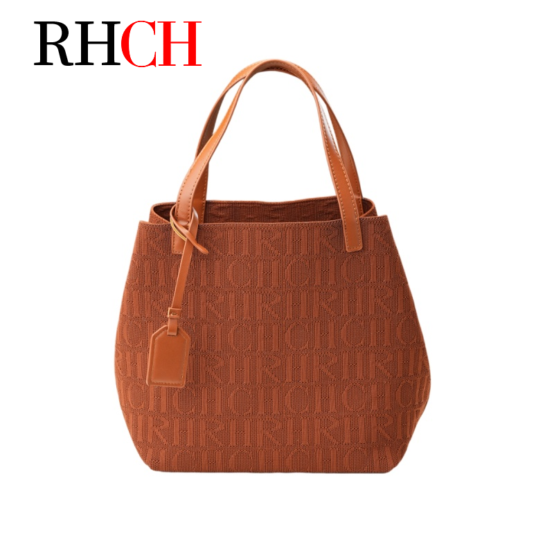 Women Bags For Office Use - 女性用エンボスレターニットトートバッグ大容量カジュアルショルダーハンドバッグ仕事オフィス旅行日常使用