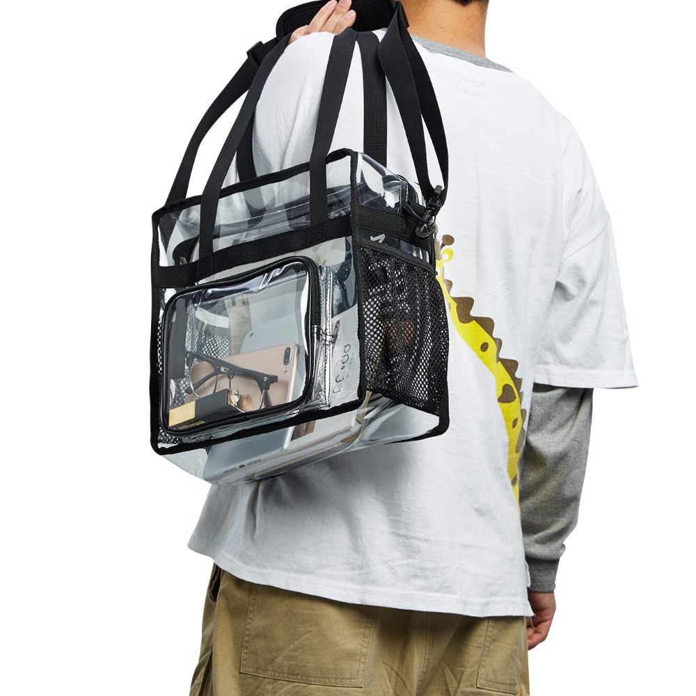 Women'S Bags Everyday - クリアトートバッグ ヘビーデューティー プラスチック製 透明 クロスボディバッグ ジッパーポケット付き