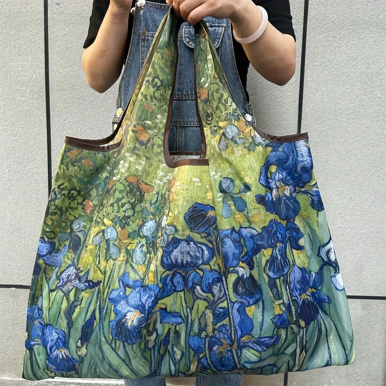 Women Bags For Office Use - 女性用大容量折りたたみトートバッグ、スタイリッシュな柄入りショルダーバッグ（ショッピング＆ジム用）、ポータブルトラベルキャリーオンハンドバッグ、耐久性のあるオフィス＆日常使いの食料品バッグ
