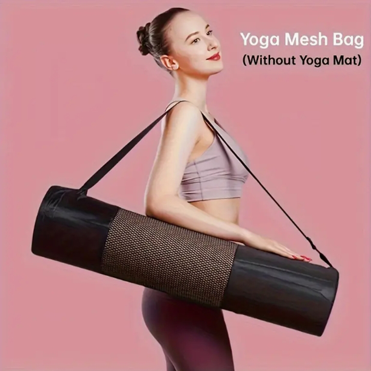 Women'S Bags Everyday - 通気性のあるヨガマット収納メッシュバッグ - 耐久性のあるオックスフォード生地、黒色、ショルダーストラップ付き、日常使用やフィットネスに最適
