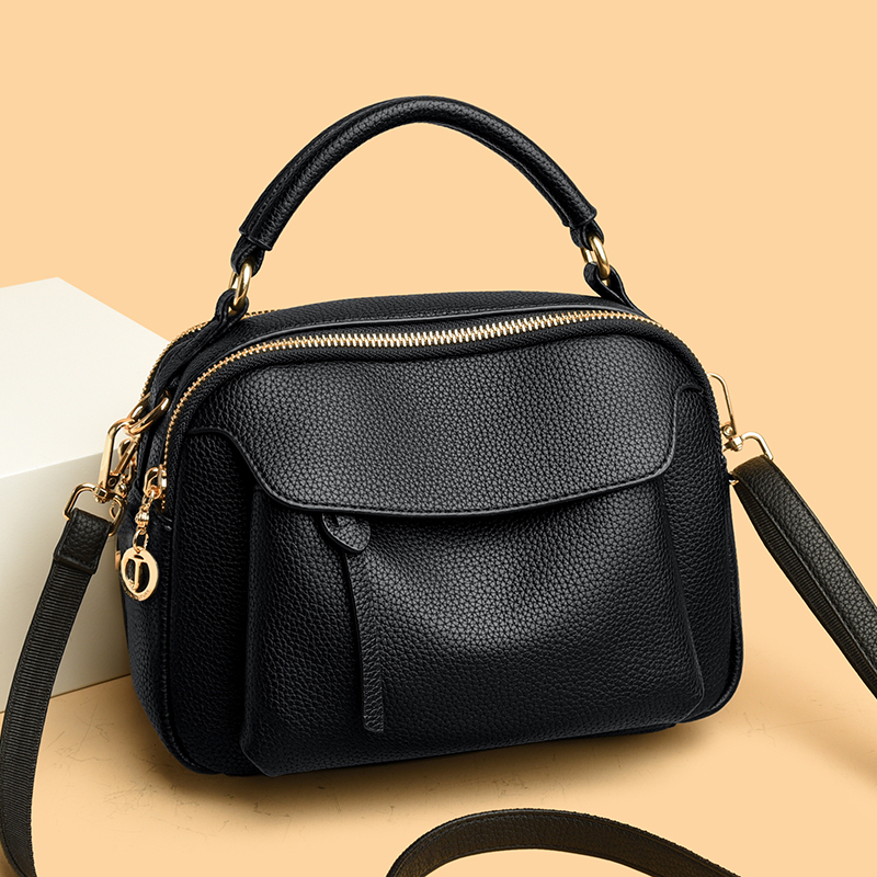 Women Bags For Office Use - ファッション女性 Pu レザークロスボディバッグ高級ショルダーハンドバッグエレガントなダブルジッパー通勤財布女性のためのオフィス日常使用