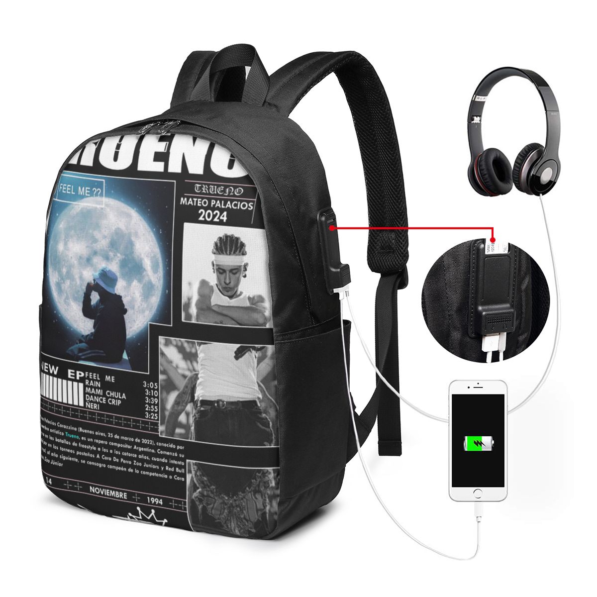 Women Bags For Women - 面白いトゥルーノヒップホップラッパーバックパック旅行ノートブックバッグコンピュータ大学生スクールバッグラップトップショルダーバッグ男性女性用