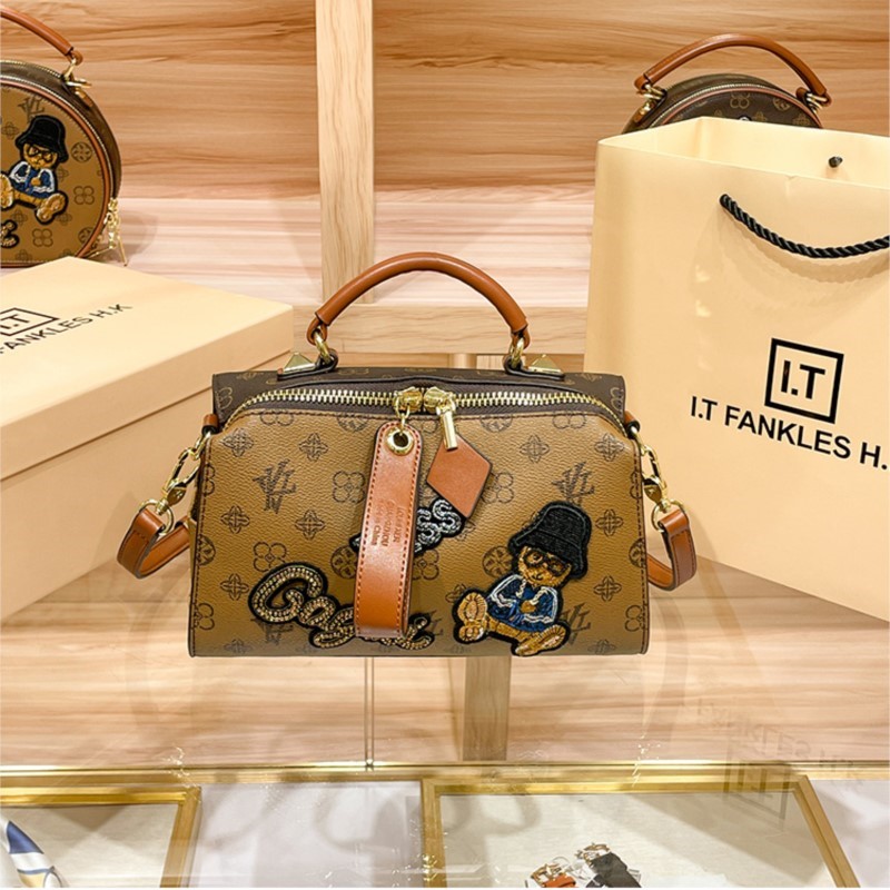 Women Bags High End Brands - ライト高級ブランドの女性のハンドバッグ 2025 新しいレトロシングルショルダーハイエンドデザイナーボストン刺繍漫画クロスボディバッグ