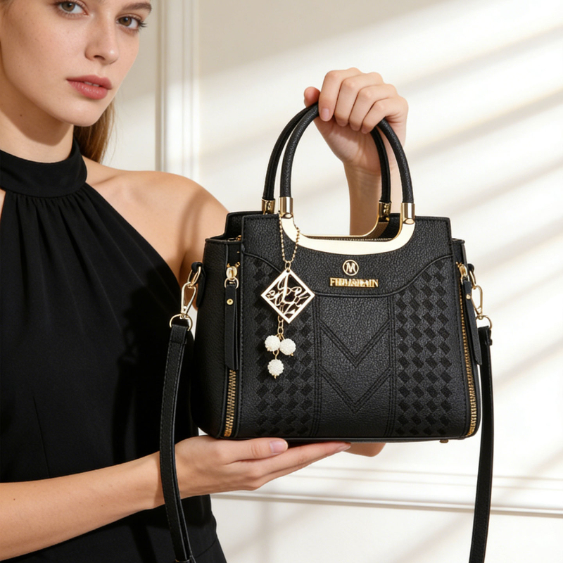 ライチ柄PUレザー製の3ピースハンドバッグセット。 この無地 - Women'S Bags Everyday のレビューと価格
