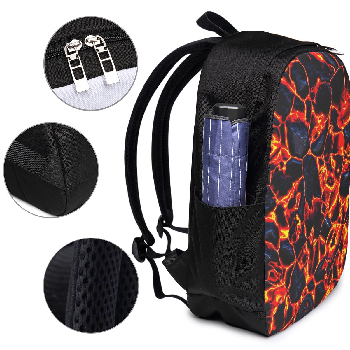 マグマ火山溶岩火災バックパック旅行ノートブックバッグコンピュ - Women Bags For Women のレビューと価格