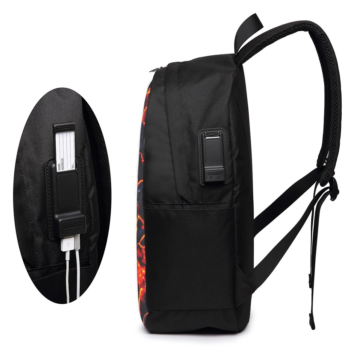 マグマ火山溶岩火災バックパック旅行ノートブックバッグコンピュ - Women Bags For Women のレビューと価格