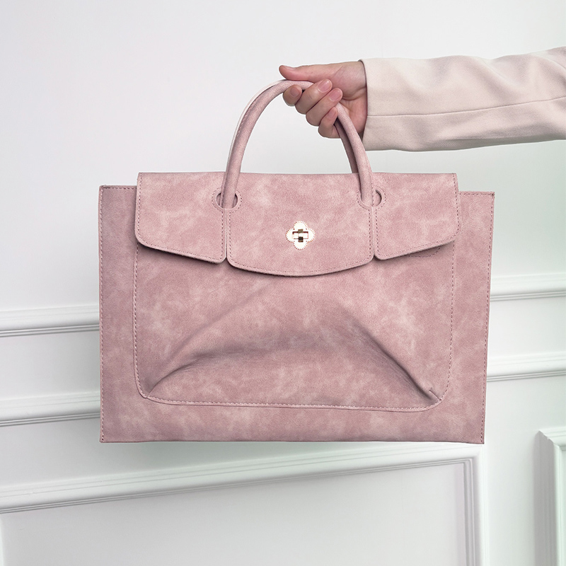 エレガントなピンクのPUレザーラップトップトートバッグ、花柄 - Women Bags For Office Use のレビューと価格