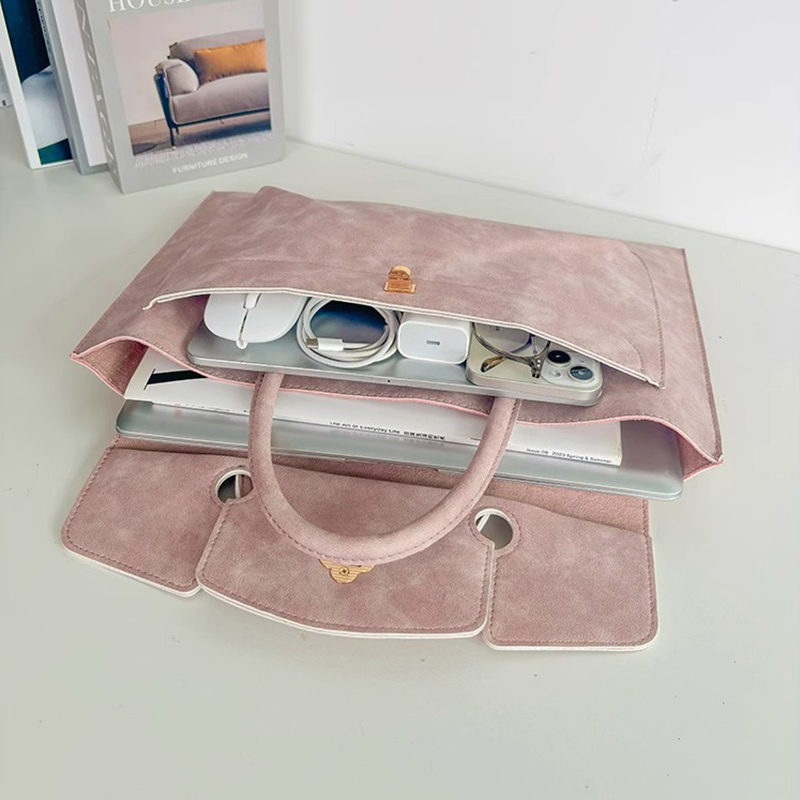 エレガントなピンクのPUレザーラップトップトートバッグ、花柄 - Women Bags For Office Use のレビューと価格
