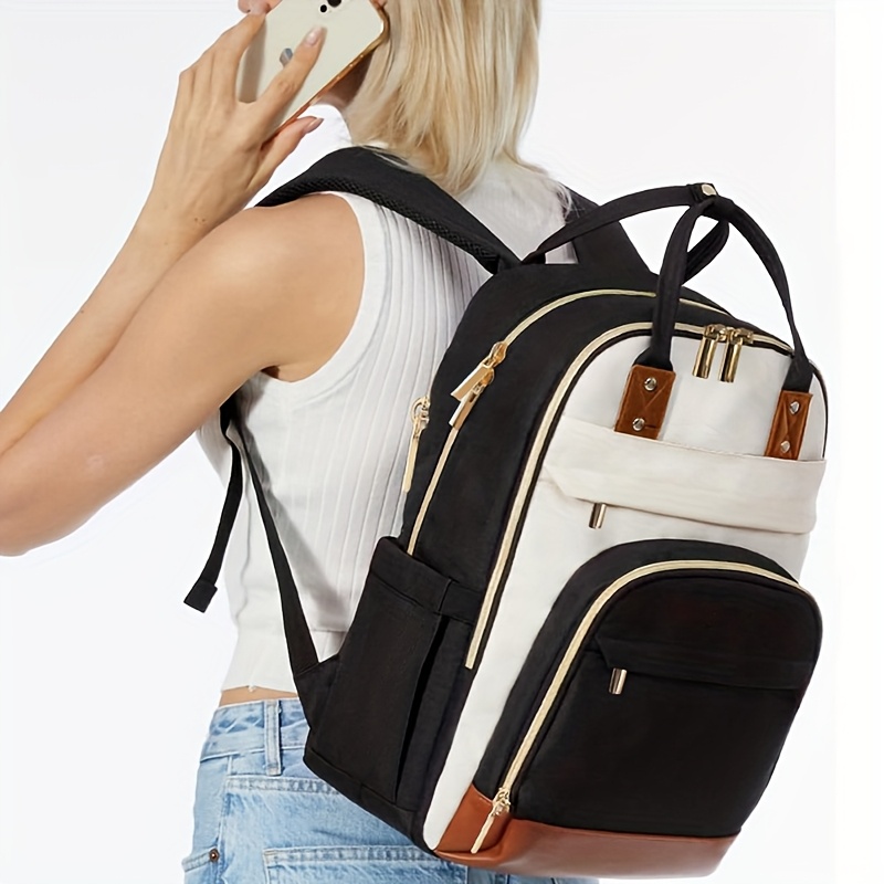 女性用ツートンカラーのノートパソコン用バックパック、防水仕様 - Women Bags For Women のレビューと価格