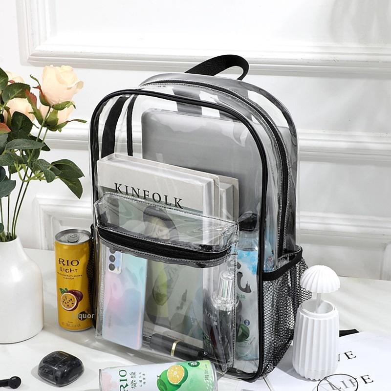 トラベルビジュアルバックパック大容量防水ショルダーバッグ透明 - Women'S Bags Everyday のレビューと価格