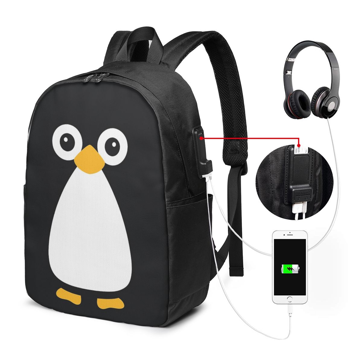 かわいいベクターペンギンバックパック旅行ノートブックバッグコ - Women Bags For Women のレビューと価格